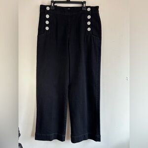 LOFT Black High Waist Wide Leg Sailor Botton Pants Jeans Classic Size 30/10